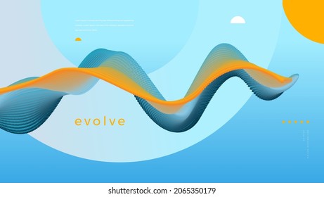 Resumen fondo dinámico de partículas onduladas y coloridas. plantilla de diseño de elemento conceptual. Ilustración vectorial moderna.