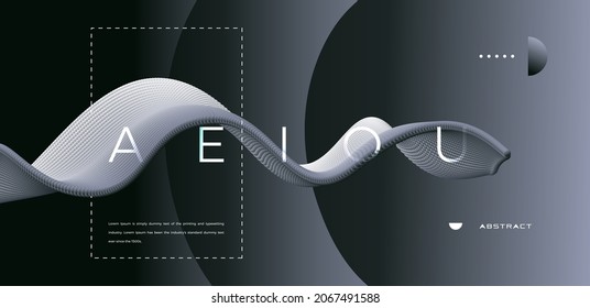 Resumen dinámico ondulado que emite partículas oscuras fondo. Plantilla de diseño de elementos conceptuales. Ilustración vectorial moderna.