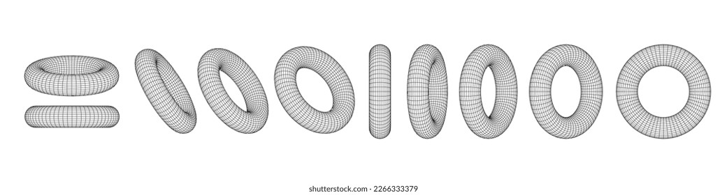 Abstract dynamic wireframe torus isolated. Futuristic digital technology. Vector Illustration