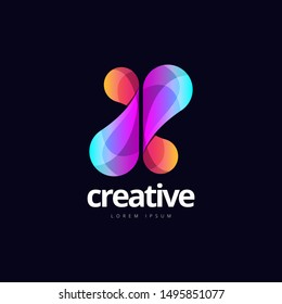 Abstract Dynamic X Shape Logo Design