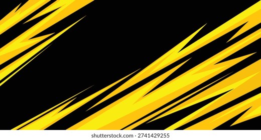 Abstract dynamic yellow and black speed stripes racing background for car decal
