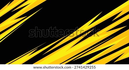 Abstract dynamic yellow and black speed stripes racing background for car decal