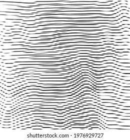 Abstract dynamical rippled surface, visual halftone 3D effect, illusion of movement, curvature. Vector monochrome moire texture