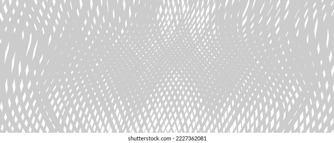 Abstract dynamical rippled surface, visual halftone 3D effect, illusion of movement, curvature. Vector monochrome wave moire texture