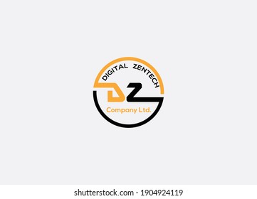 Plantilla de diseño de logotipo inicial de letra dz abstracta