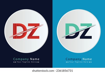 Abstract DZ letter logo design template. Vector Logo Illustration.