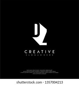 abstract DZ logo letter in shadow shape design concept