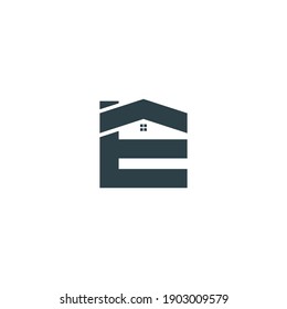 Abstract E house logo, simple, minimalist
