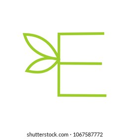 abstract e letter leaf design vector