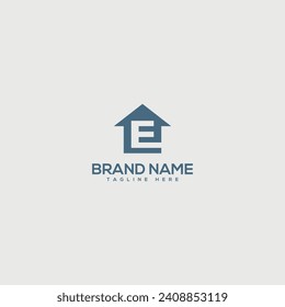 Abstract E letter logo design. Construction, home, real estate, building, property for vector elegant.