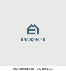 Abstract E letter logo design. Construction, home, real estate, building, property for vector elegant.