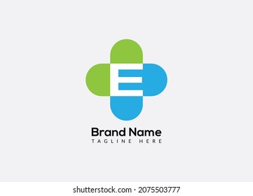 Abstract E letter modern initial medical logo design