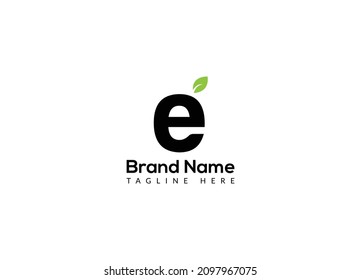 Abstract e letter modern initial lettermarks leaf logo design