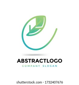 Abstract E letter Premium logo icon Design with eco green leaf Vector 