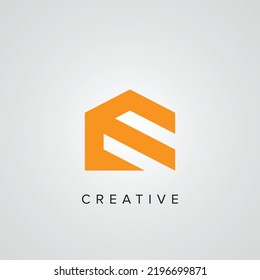 Abstract E Letter Real Estate House Shape Logo Template Illustration Design.