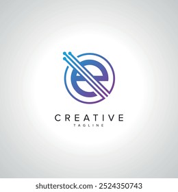 Diseño Abstractas del logotipo de la letra E Tech. Elementos de Tecnología inicial.