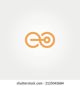 Abstract E And O Letter With Target Goal Fingerprint Search Infinity Limitless Chain Network And Maze Concept Logo