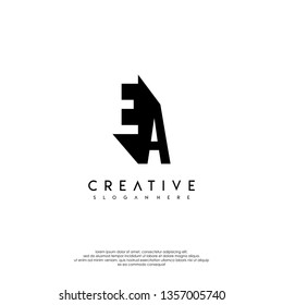 abstract EA logo letter in shadow design concept