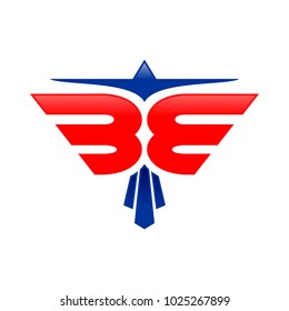 Abstract Eagle BE Initials Color Symbol Design