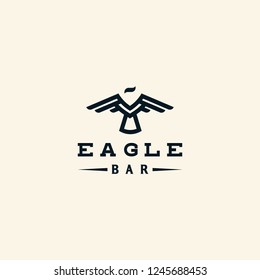 Abstract Eagle bird Bar cafe brewery with simple shape logo design inspiration