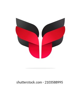 Abstract eagle bird face logo vector or modern insect animal robot head logotype design red black color, idea of dragon creative sign and ant bug bold and strong symbol, geometric transformer brand