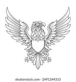 Abstract Eagle bird logo outline illustration