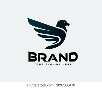 abstract eagle falcon hawk flying move high logo travel template illustration 