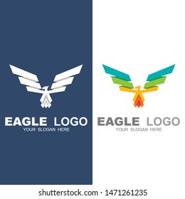 abstract eagle fly logo, eagle head american flag