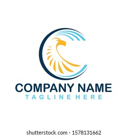 abstract Eagle fly logo, negative space head eagle fly logo. Illustration of a bird in flight with beautiful wings