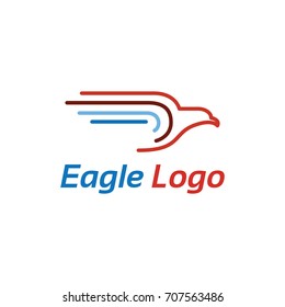 Abstract Eagle Flying in Line Art Outline Style