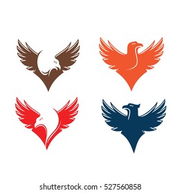 Abstract Eagle Hawk Falcon Wings Logo Illustration