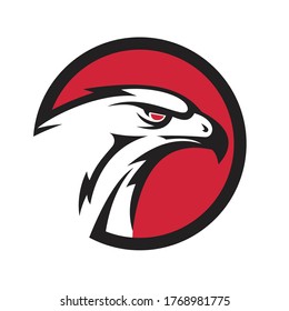 Abstract eagle or hawk head isolated on white background. Template for design mascot, label, badge, emblem or other branding. Vector illustration.