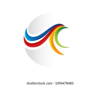 Abstract Eagle Head Colorful Ribbon Logo In Isolated White Background