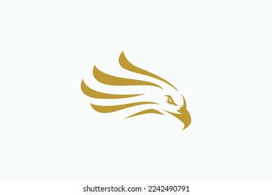 Abstract Eagle Head Shape Premium Symbol Badge Logo with Elegant Gold Color