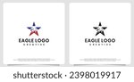 Abstract eagle or eagle head with stars. Template for mascot, label, badge, emblem or other branding design.