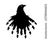 Abstract eagle illustration. Black silhouette on a white background. Vector. Icon, logo. Template. Abstract depiction of bird, falcon, hawk, a noble predatory bird. Quetzalcoatlus. Aztec deity