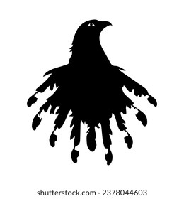 Abstract eagle illustration. Black silhouette on a white background. Vector. Icon, logo. Template. Abstract depiction of bird, falcon, hawk, a noble predatory bird. Quetzalcoatlus. Aztec deity