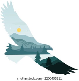 Abstract eagle and landscpae design