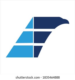 abstract eagle letter E icon logo vector flat concept design