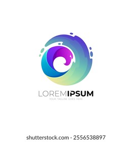 Abstract eagle logo with 3d colorful design, circle icon