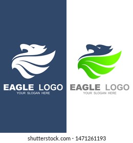 abstract eagle logo, eagle + logo design  concept, flat logo design vector