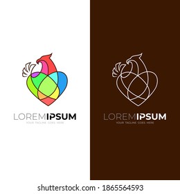 Resumen Logo de Águila con ilustración de diseño de amor, icono de color