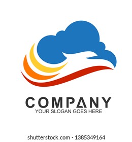 abstract eagle logo, eagle + sky logo design concept
