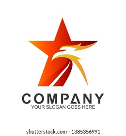 abstract eagle logo, eagle + star logo design concept