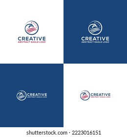 Abstract eagle logo, Stars and eagle illustration, stars eagle logo, eagle wave logo, red and blue color logo. creative illustration vector design.