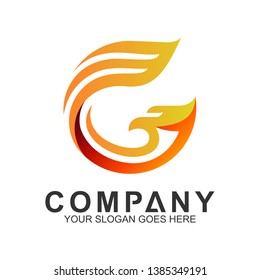 abstract eagle logo,eagle + letter g logo design concept