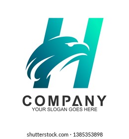 abstract eagle logo,eagle + letter h logo design concept
