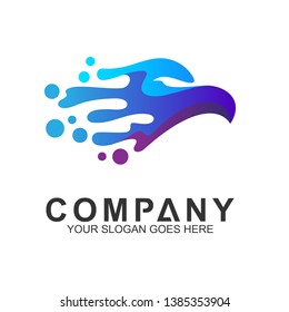 abstract eagle logo,eagle + water splash logo design concept