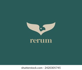 Abstract eagle negative space logo. Bird premium icon. Creative hawk falcon logotype. Vector illustration.