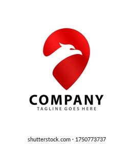Abstract Eagle Pin Head Icon Logo Design Vector Illustration Template
